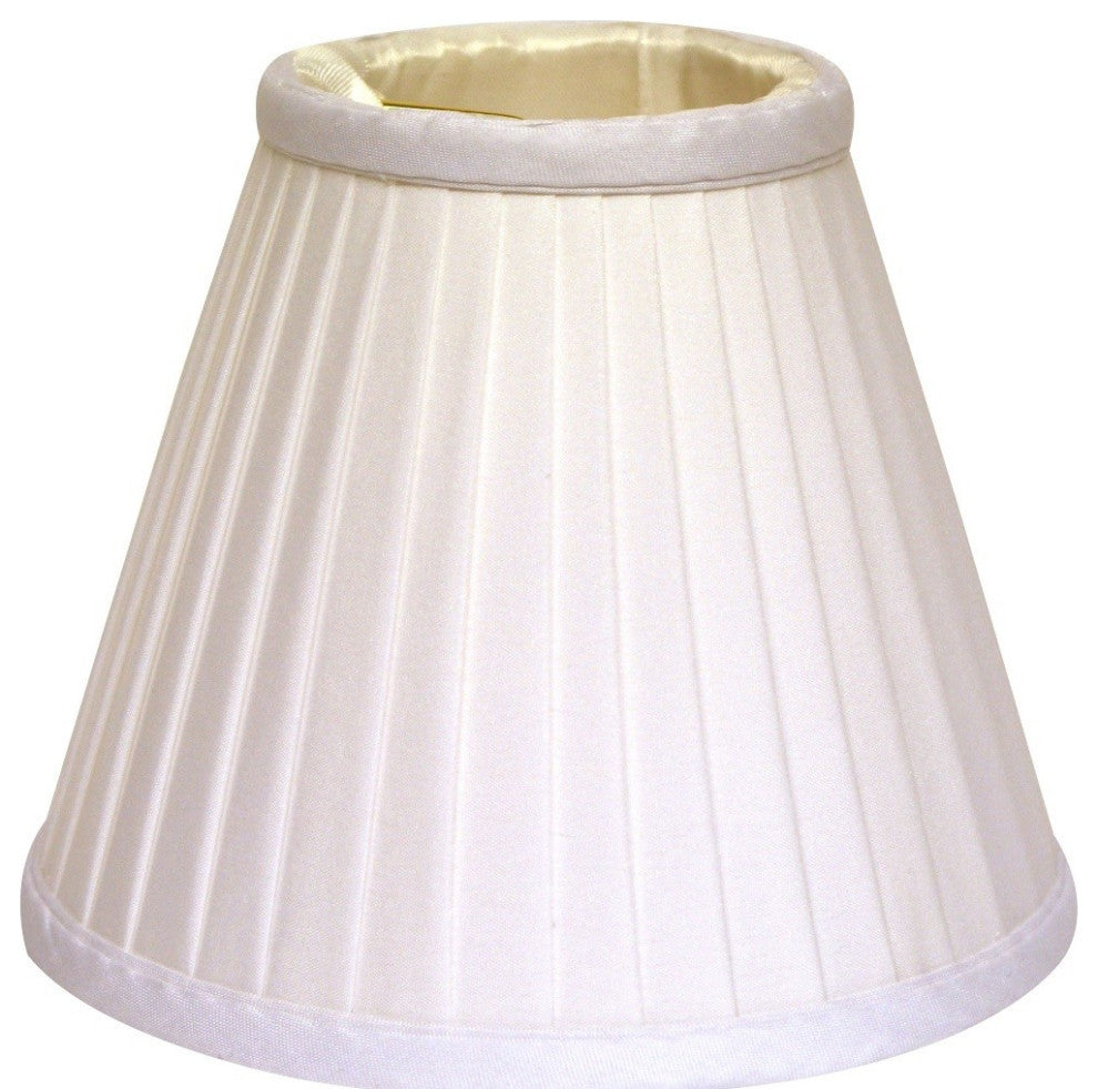 4" White Set of 6 Slanted Pleat Chandelier Silk Lampshades