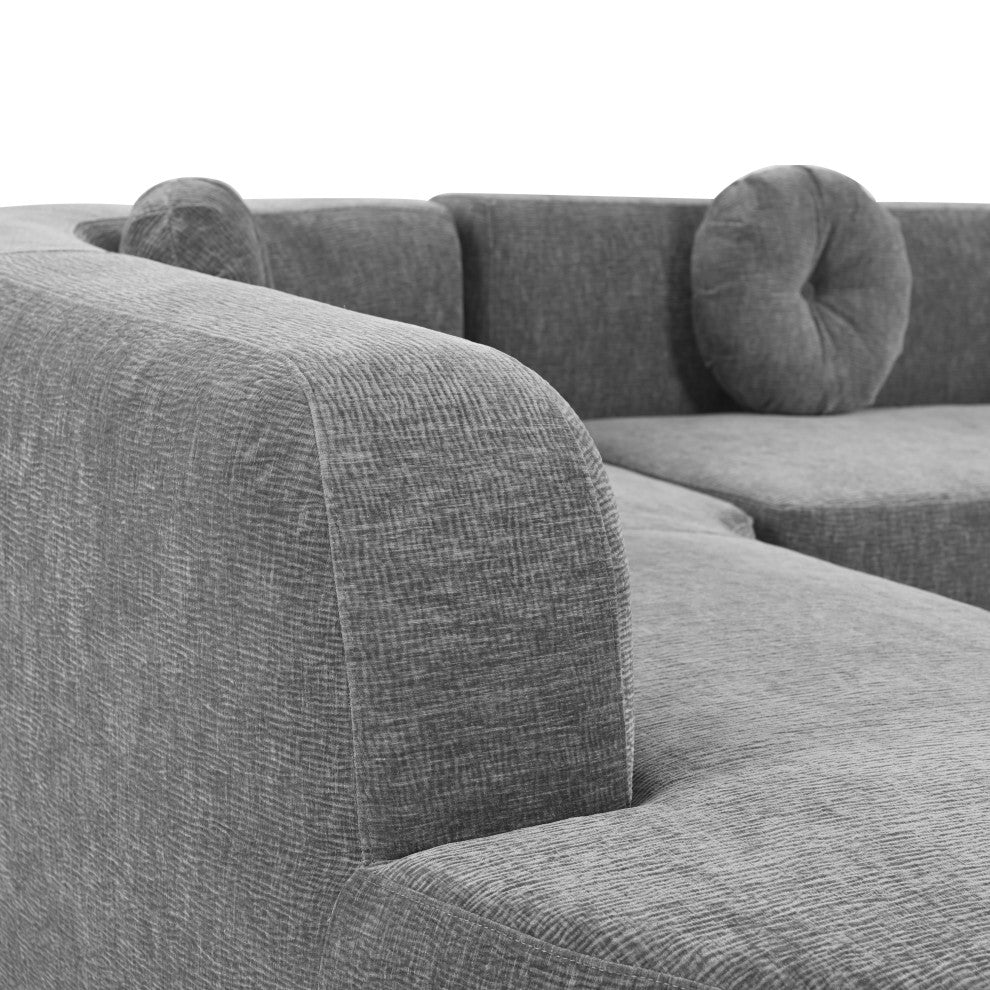 GDF Studio 122" Extra Large Curved Fabric Sectional Sofa, Gray