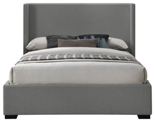 Oxford Linen Textured Fabric Upholstered Bed, Gray, Queen