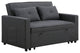 Benzara BM293178 Convertible Sleeper Loveseat With Side Pocket, Dark Gray Linen