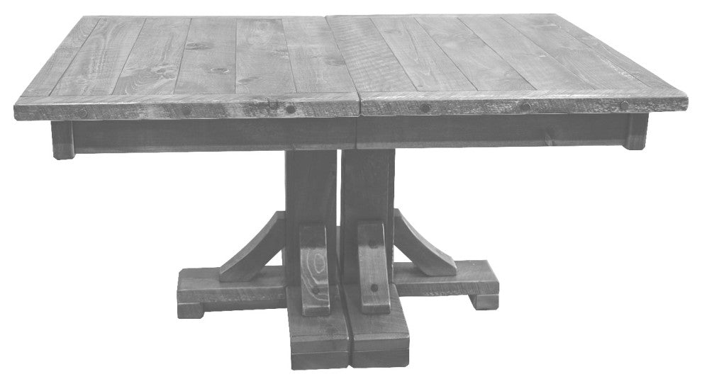 Barnwood Style Timber Peg Pedestal Extension Table, Thunder White, 3-Leaf 42" X 84"