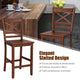 Costway Set of 2 Bar Stools 24'' Counter Height w/ Rubber Wood Legs Walnut