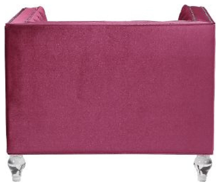 Benzara BM269193 Chair With Shelter Arms and Mirrored Trim Accent, Dark Red