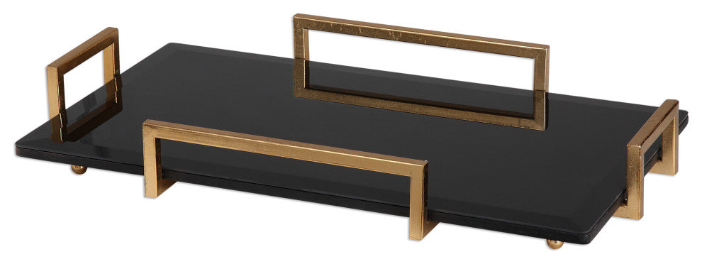 Uttermost Ettore Glass Tray, Black