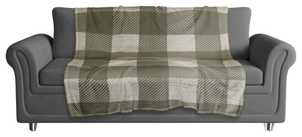 Green Buffalo Check 50x60 Coral Fleece Blanket
