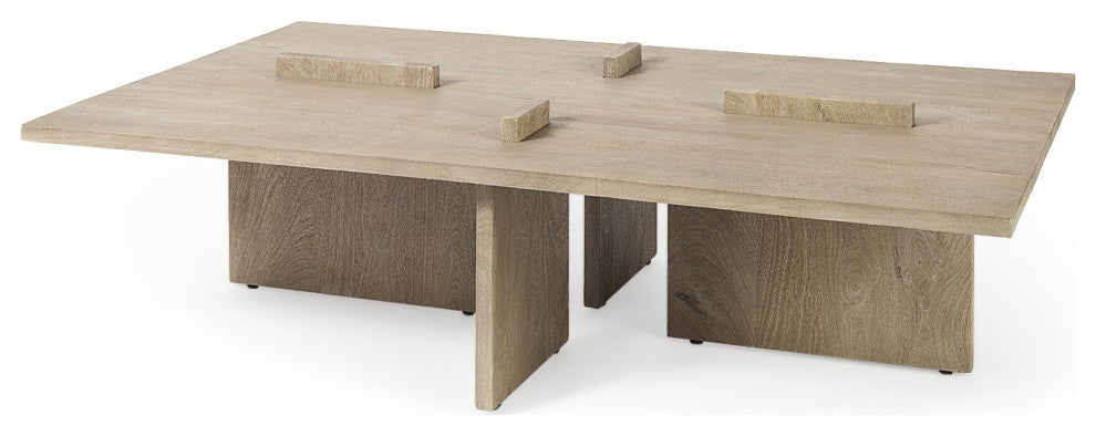 Cool Gray Brown Rectangular Wooden Coffee Table