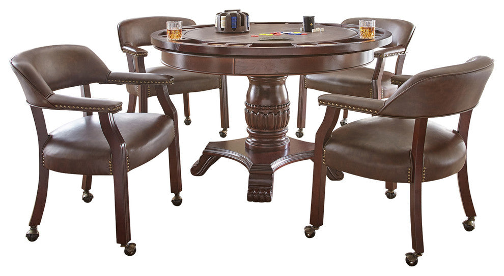 Tournament 5-Piece Dining/Game Table Set, Brown