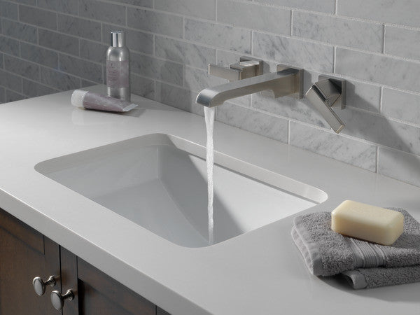 Delta Ara Two Handle Wall Mount Bathroom Faucet Trim, Stainless, T3567LF-SSWL