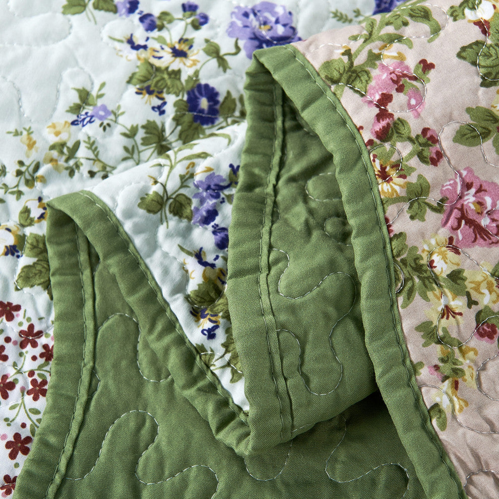 Patchwork Quilted 8-Piece Bed Spread Coverlet Set, Pink, Queen