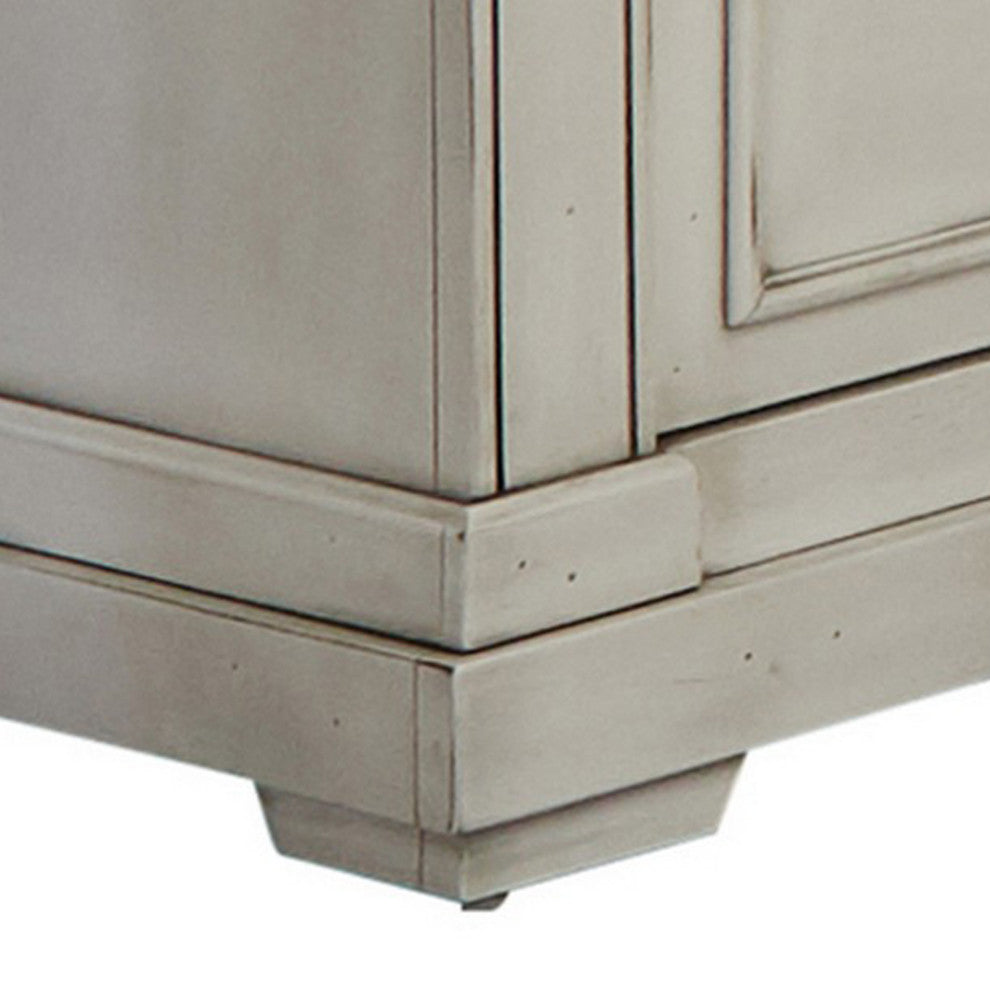 Benzara BM280352 Ivy 28" Nightstand, 2 Drawers, USB Ports, Wood, Brown, White