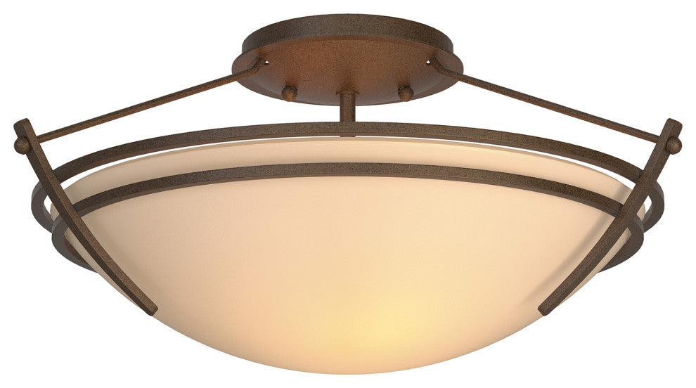 Presidio Tryne Short Semi-Flush, Bronze Finish, Sand Glass