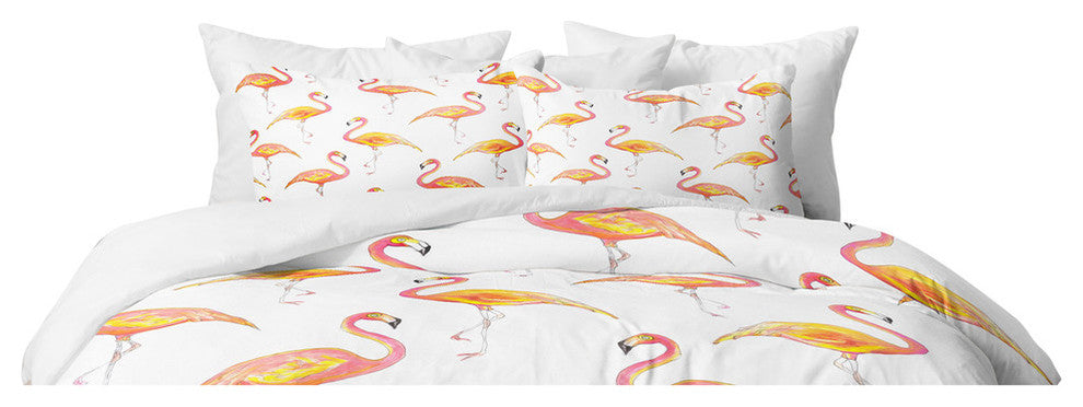 Deny Designs Sophia Buddenhagen The Pink Flamingos Duvet Cover Set