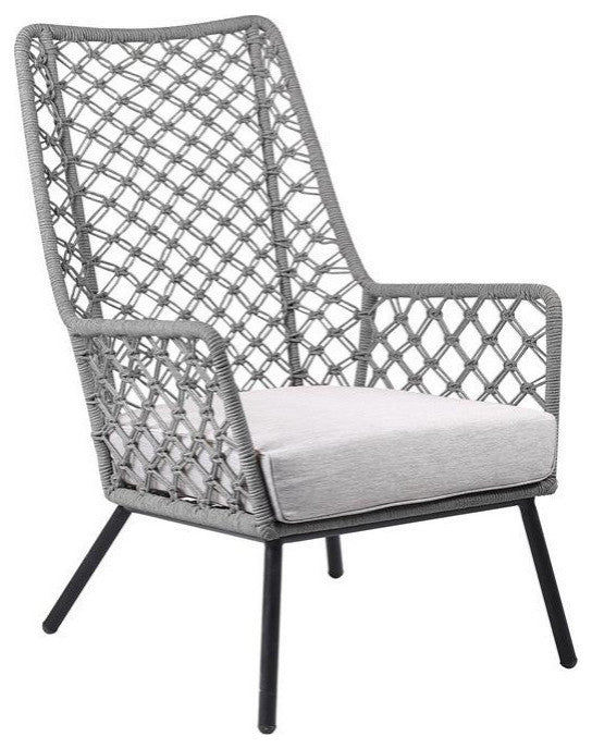 Marco Steel and Truffle Rope Indoor Outdoor Steel Lounge Chair, Gray