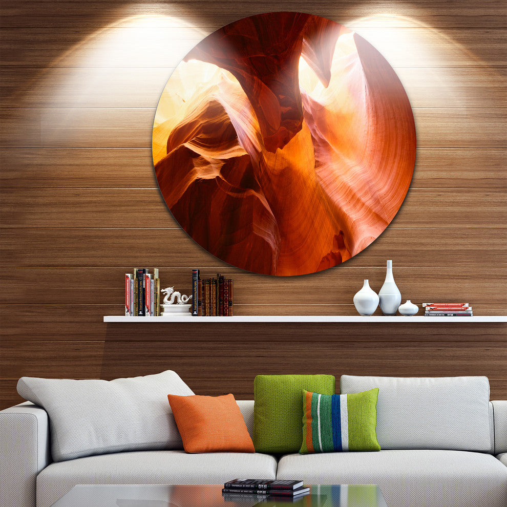 Yellow Antelope Canyon, Landscape Photo Disc Metal Artwork, 38"