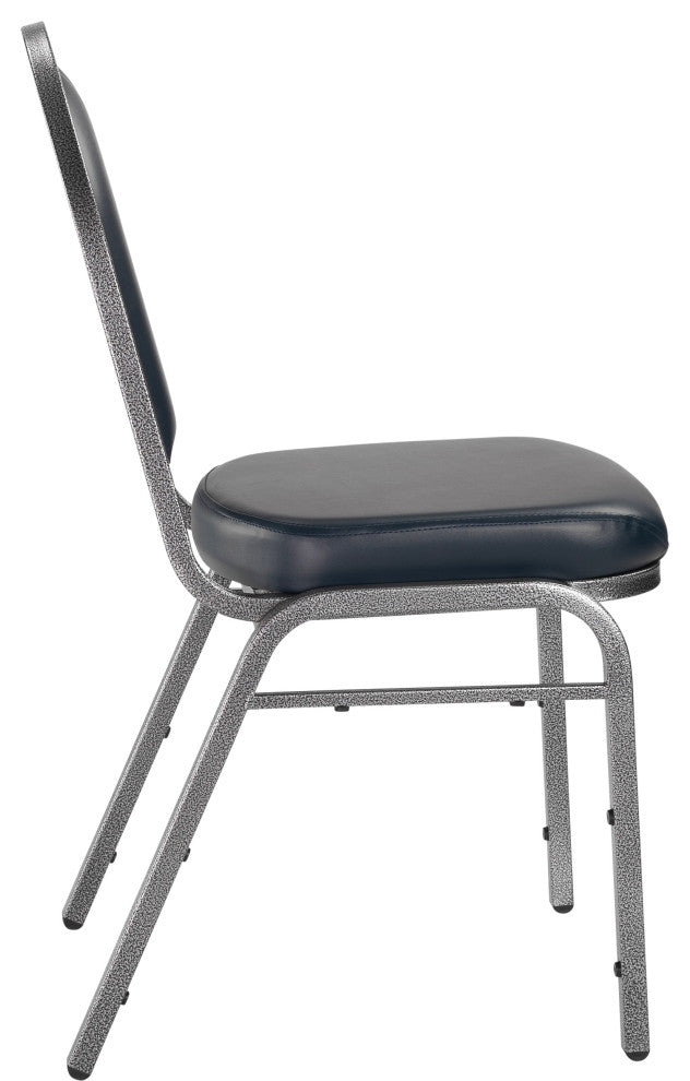 NPS 9200 Vinyl Stack Chair, Midnight Blue Seat/ Silvervein Frame