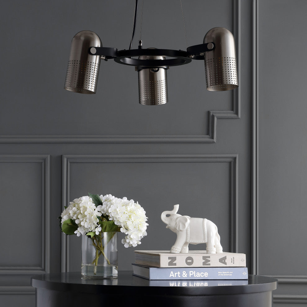 Loki 22" 3-Light Adjustable Metal LED Pendant, Brushed Nickel