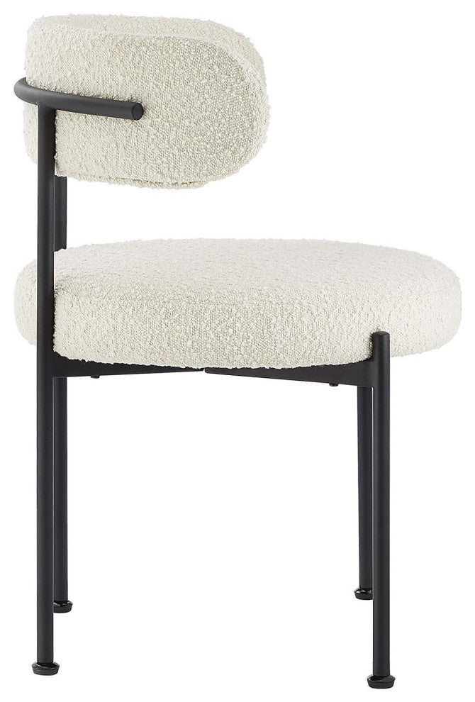 Albie Boucle Fabric Dining Chairs - Set of 2 - Ivory Black