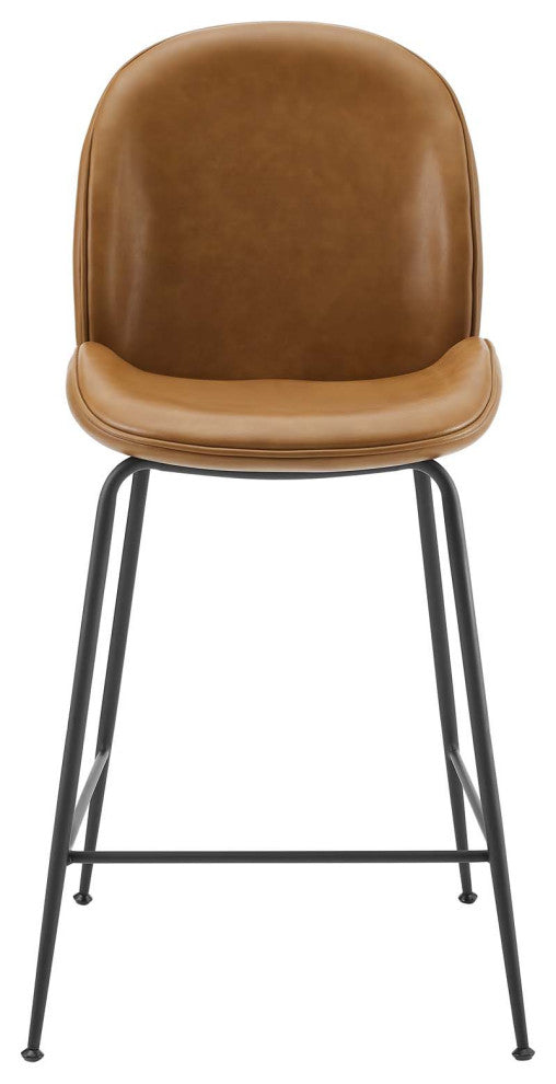 Counter Stool Chair, Faux Vegan Leather, Tan, Modern, Bar Cafe Bistro Restaurant
