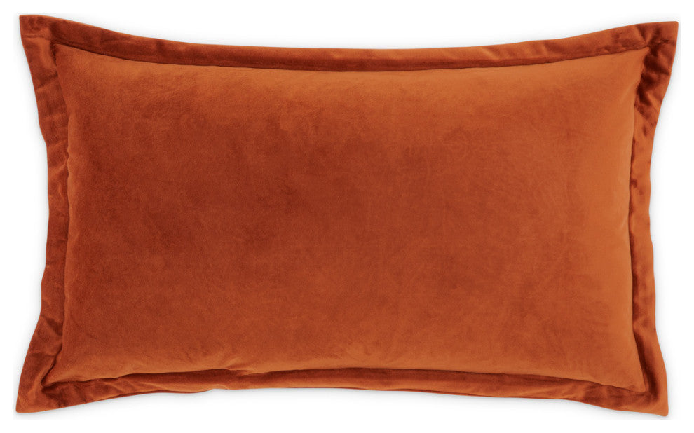 Conner 13"x22" Oblong Velvet Pillow, Set of 2, Paprika