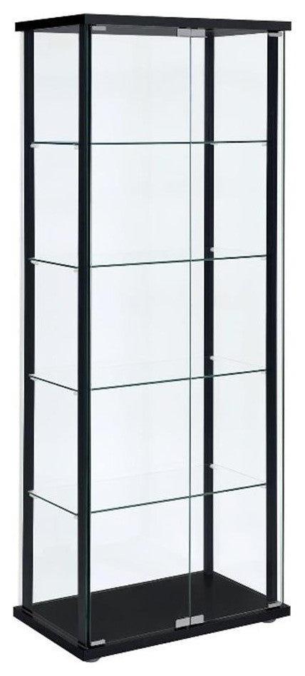 Coaster Delphinium 5-shelf Glass Curio Cabinet Black and Clear