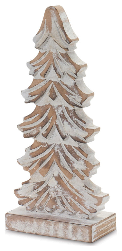 Wood Carved Pine Tree, 3-Piece Set