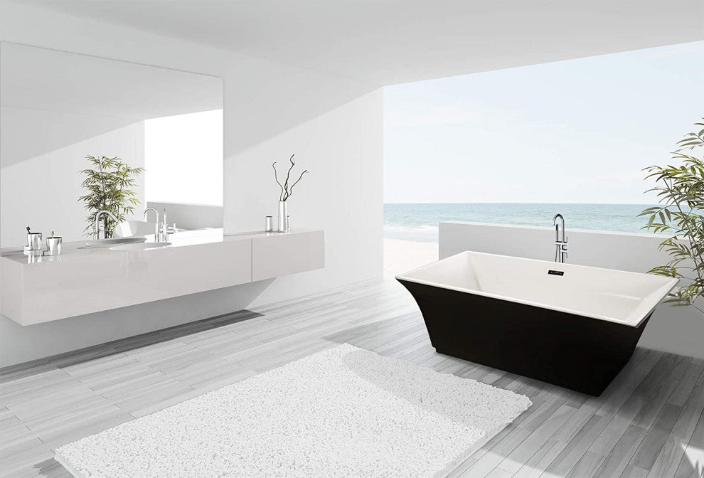 Fine Fixtures Sanctuary Freestanding Bathtub With Drain, Black