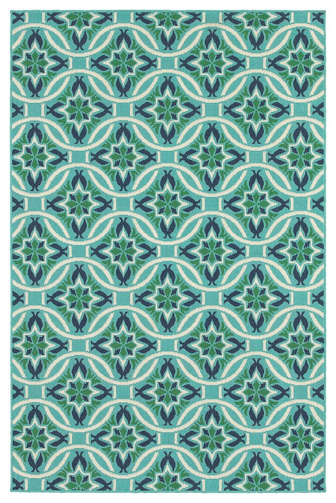 Oriental Weavers Meridian Blue/Green Floral Indoor/Outdoor Rug 7'10"X10'10"