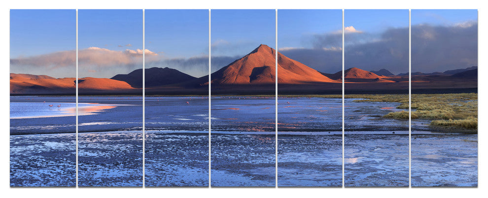 Colorado Lagoon and Volcano Pabellon, Landscape Canvas Print, 83"x32", 7 Panels