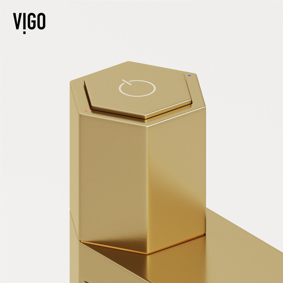 VIGO Nova 10" H Single Handle Single Hole Bathroom Vessel Faucet, Matte Brushed Gold