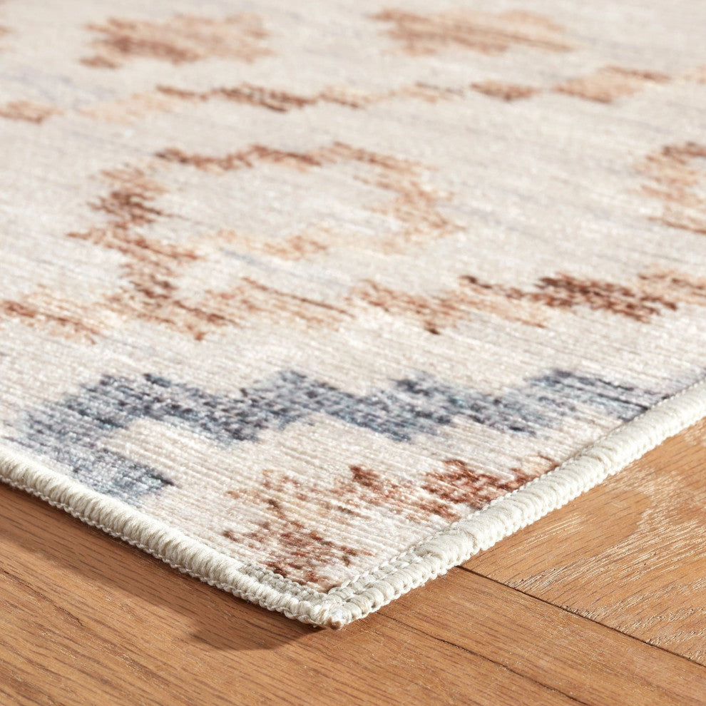Kit Kemp x Dash & Albert Jelly Roll Sky Machine Washable Rug, Blue, 8' x 10'