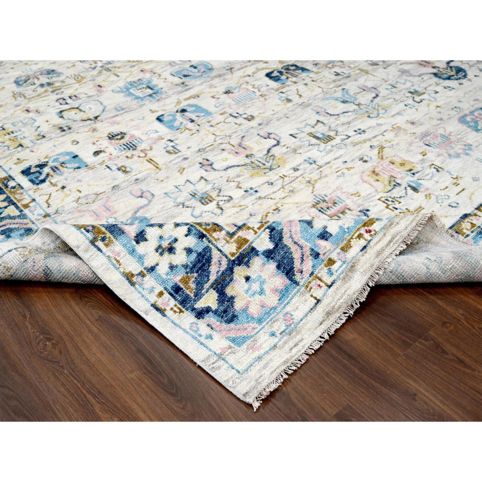 Ivory Oushak Supple Mahal Design Hand Knotted Oversize Oriental Rug  12'x17'9"