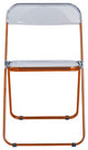 LeisureMod Lawrence Acrylic Folding Chair With Orange Metal Frame, Set of 4