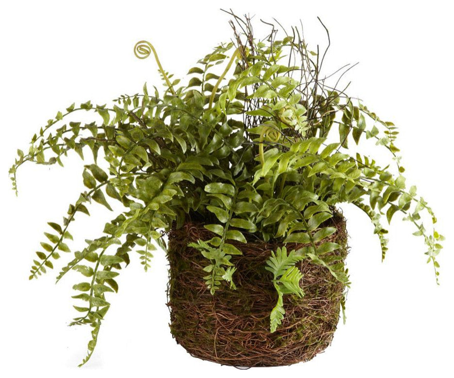 Luxe Boston Fern Faux Floral Artificial Plant Large 12in Drop In Leaves Designer