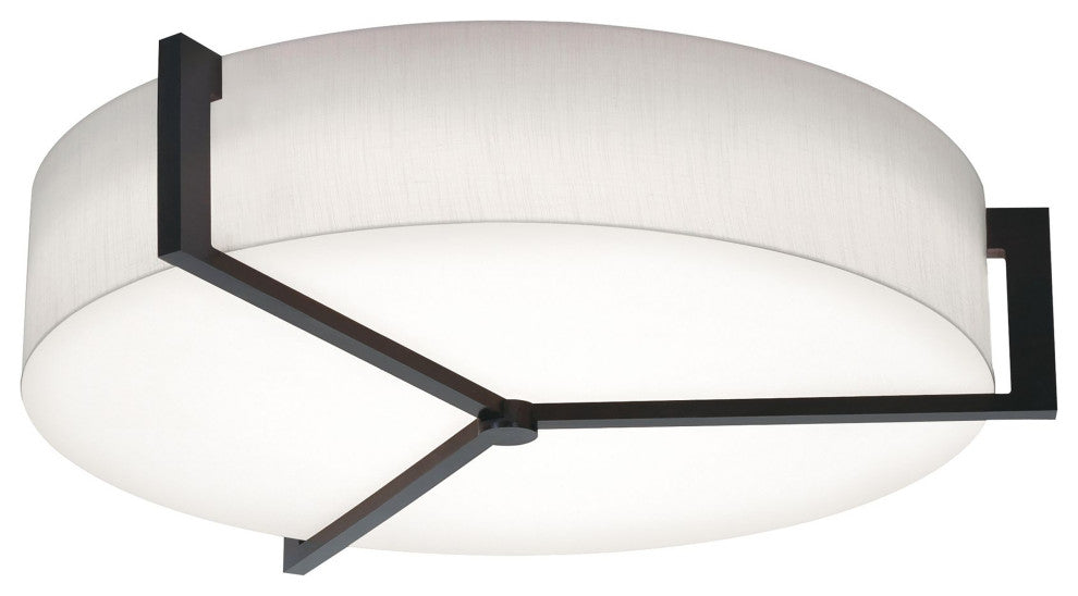 Apex 27" LED Flush Mount, Espresso Finish, Linen White Shade