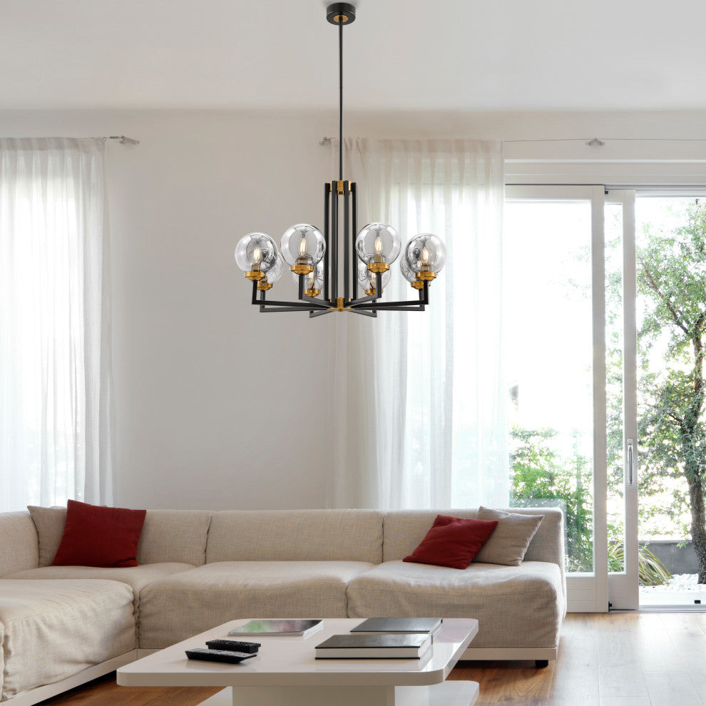 Monachopsis Dimmable LED Integrated Chandelier, Gold and Black, Small