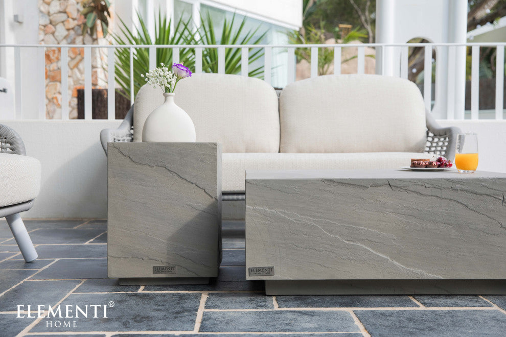 Colorado 40" Square Concrete Coffee Table, Space Grey