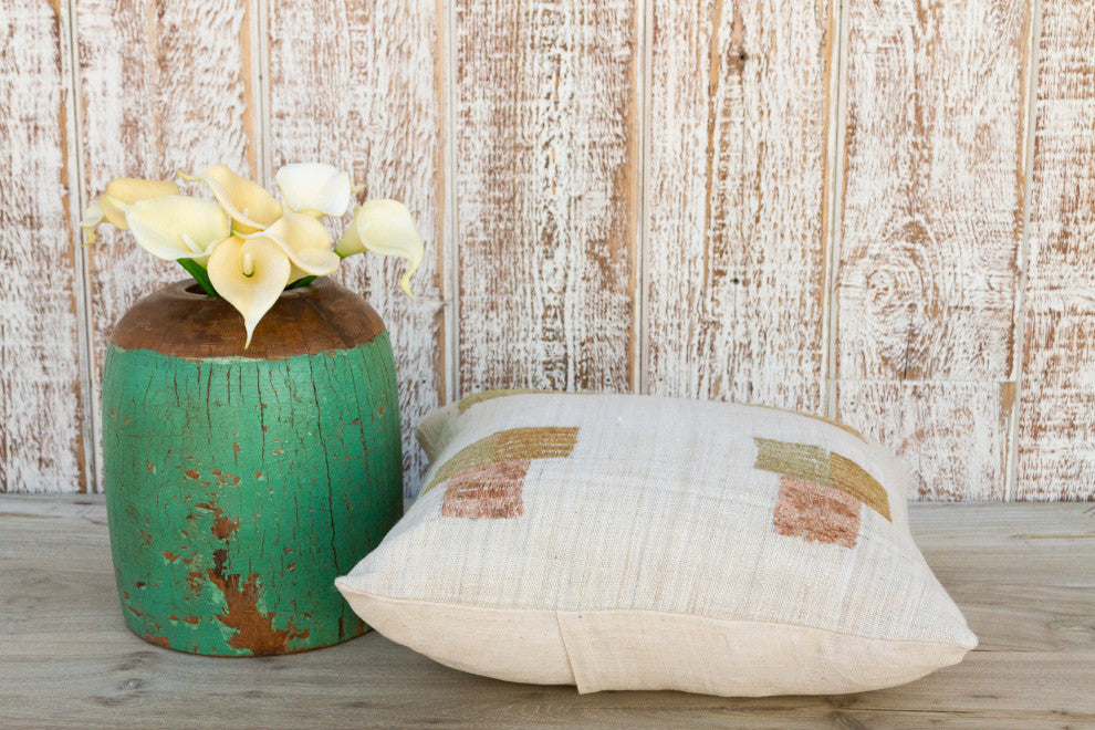 Akham Natural Embroidered Organic Silk Pillow