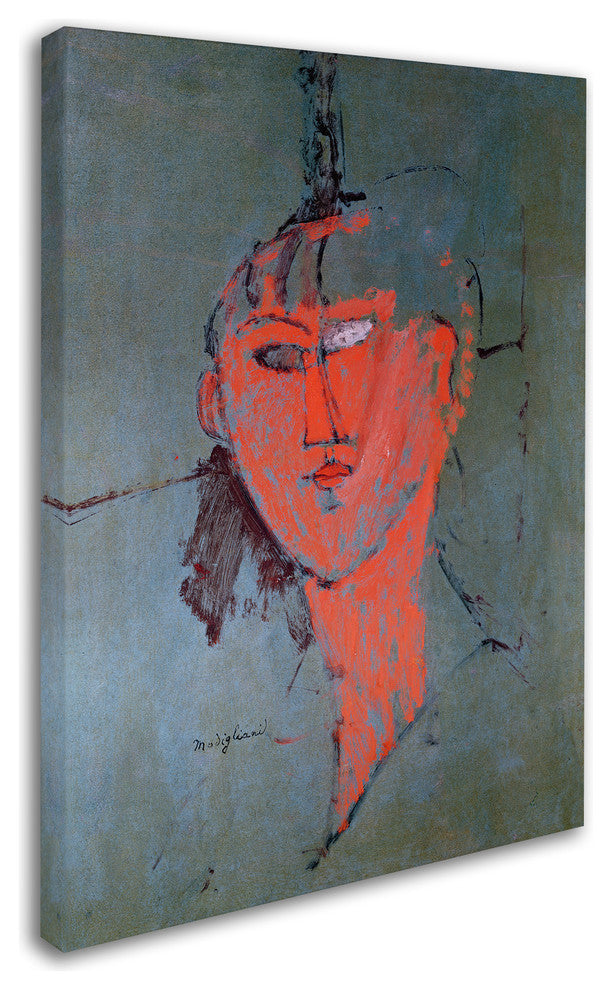 'The Red Head, 1915' Canvas Art by Amadeo Modigliani