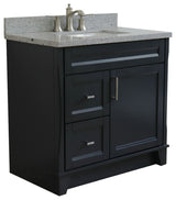 37" Single Sink Vanity, Dark Gray Finish With Gray Granite