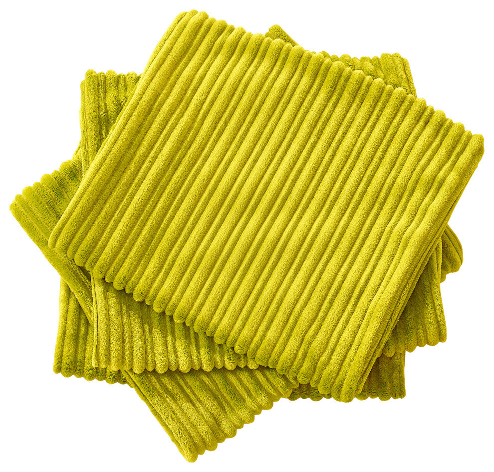 Ribbed Flanned Pillow Shell 4 Piece Set, Lemon Curry, 14" X 26"