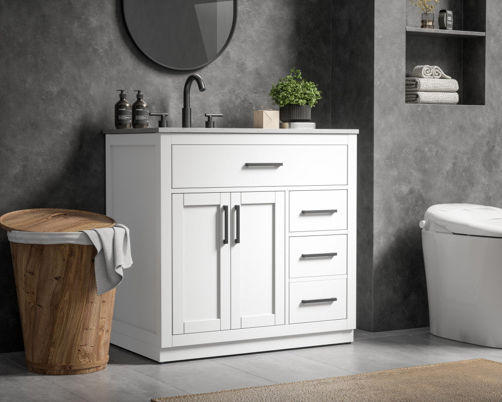 Home Living 36" Single Bathroom Vanity, White