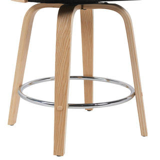 Sonia Swivel Counter Height Bar Stool With Black and Patterned Oak