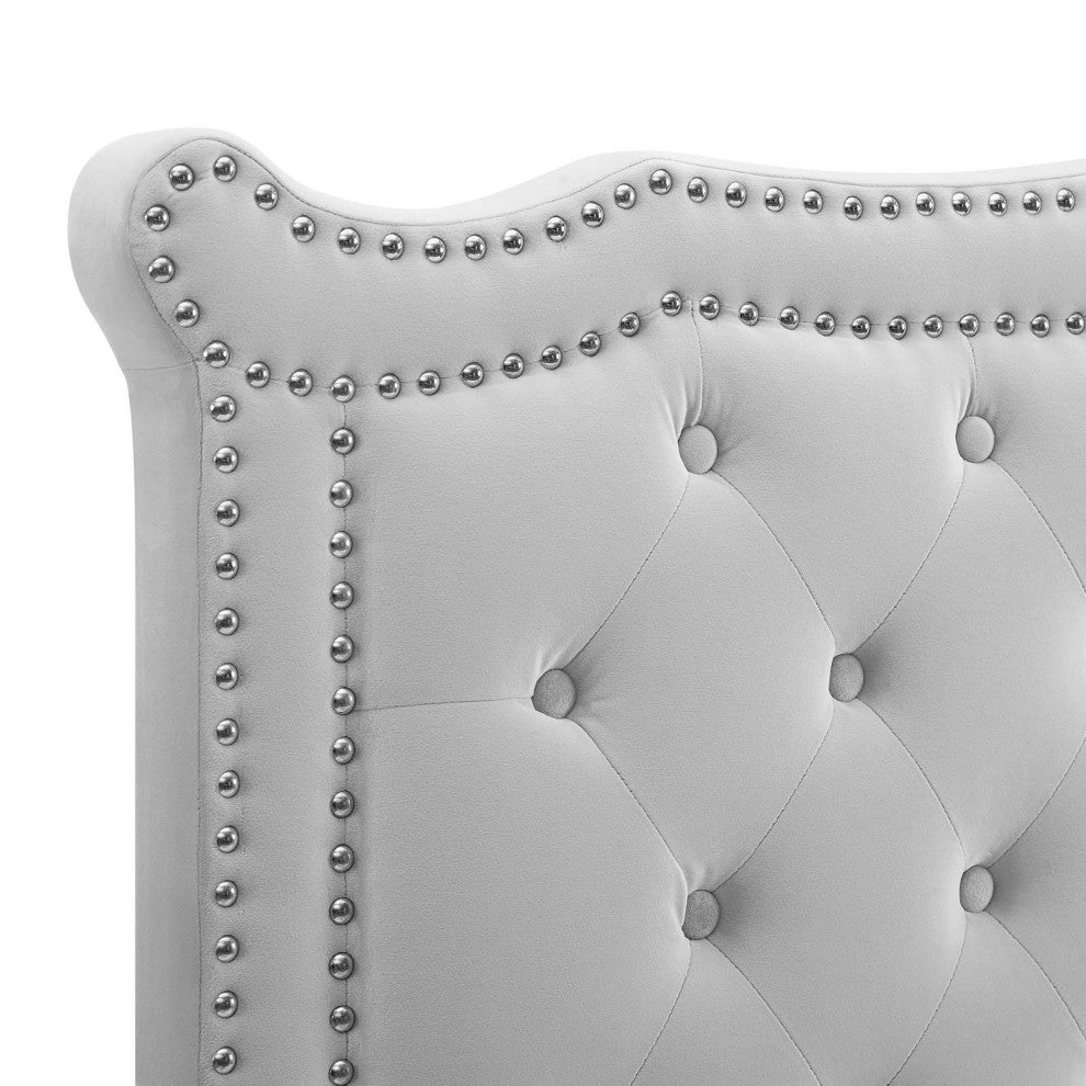 Louisa Tufted Performance Velvet King/California King Headboard, Light Gray