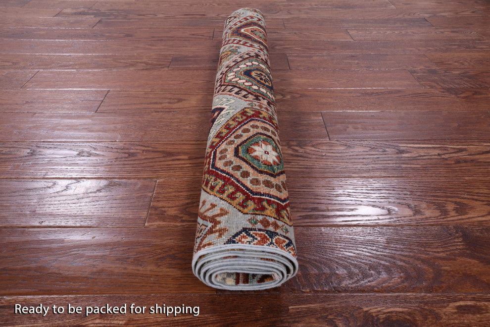 Hand Knotted Khorjin Super Kazak Wool Rug 3' 4" X 5' 0" - Q12317