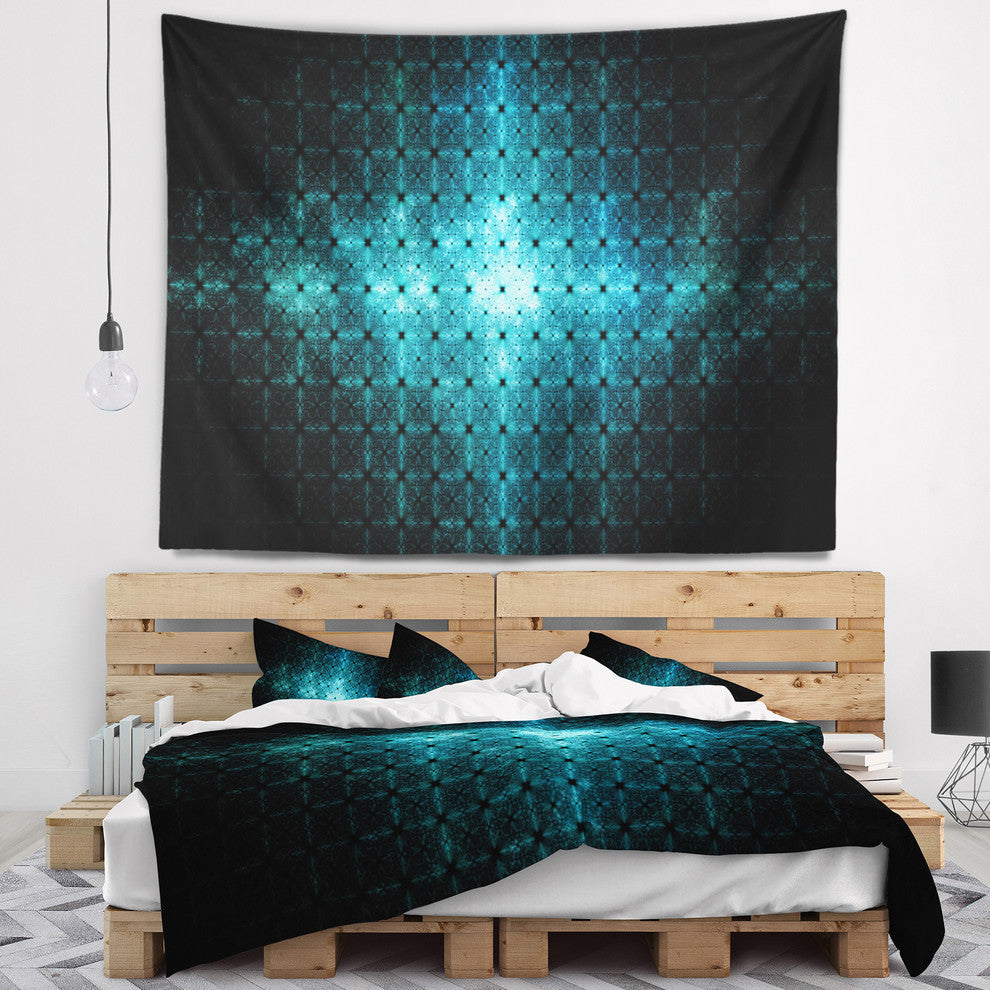 Blue Flash of Light on Radar Abstract Wall Tapestry, 80"x68"