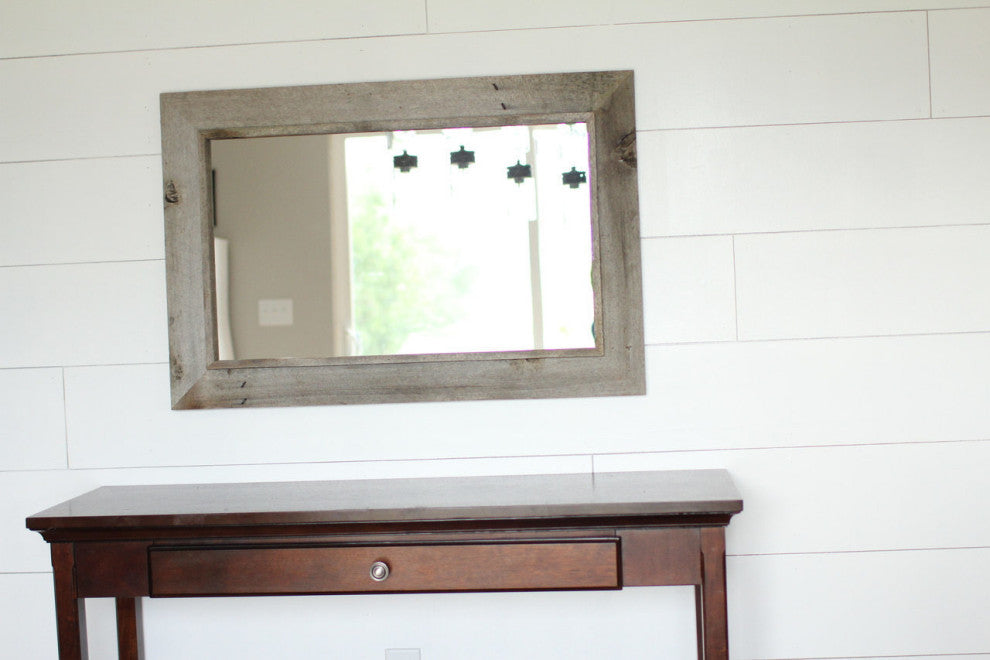 Rustic Mirror, Western Rustic Style With Raised Inside Edge, 30"x40"