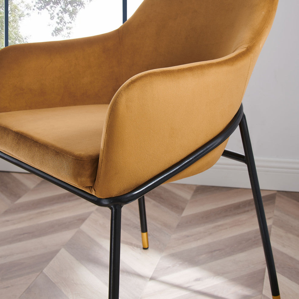 Dining Chair, Black Brown, Velvet, Modern, Mid Century Cafe Bistro Hospitality