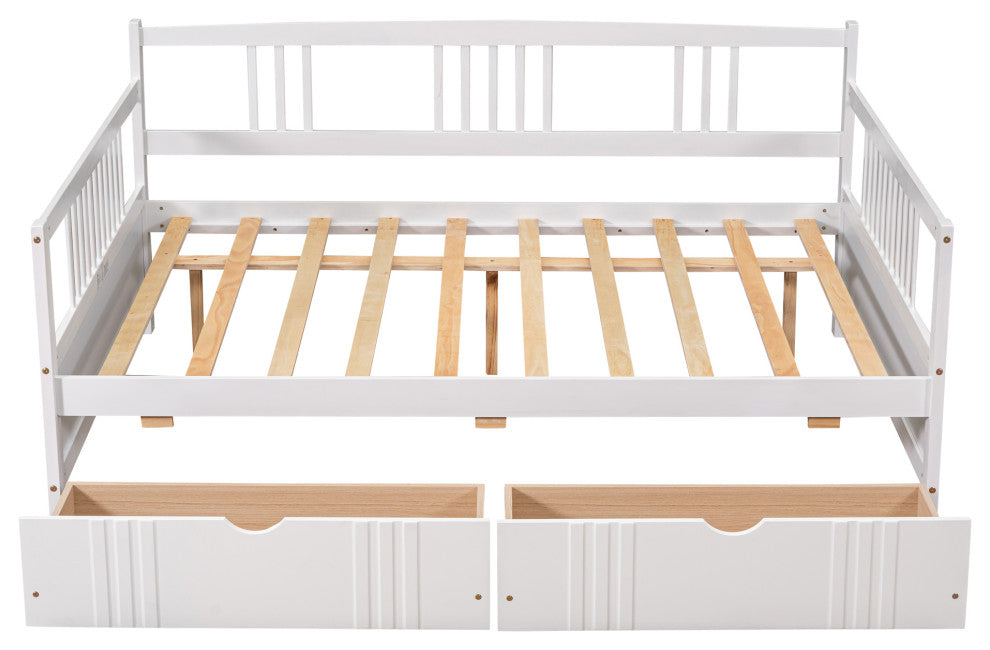 Gewnee Wood Full Size Daybed with Two Drawers in White