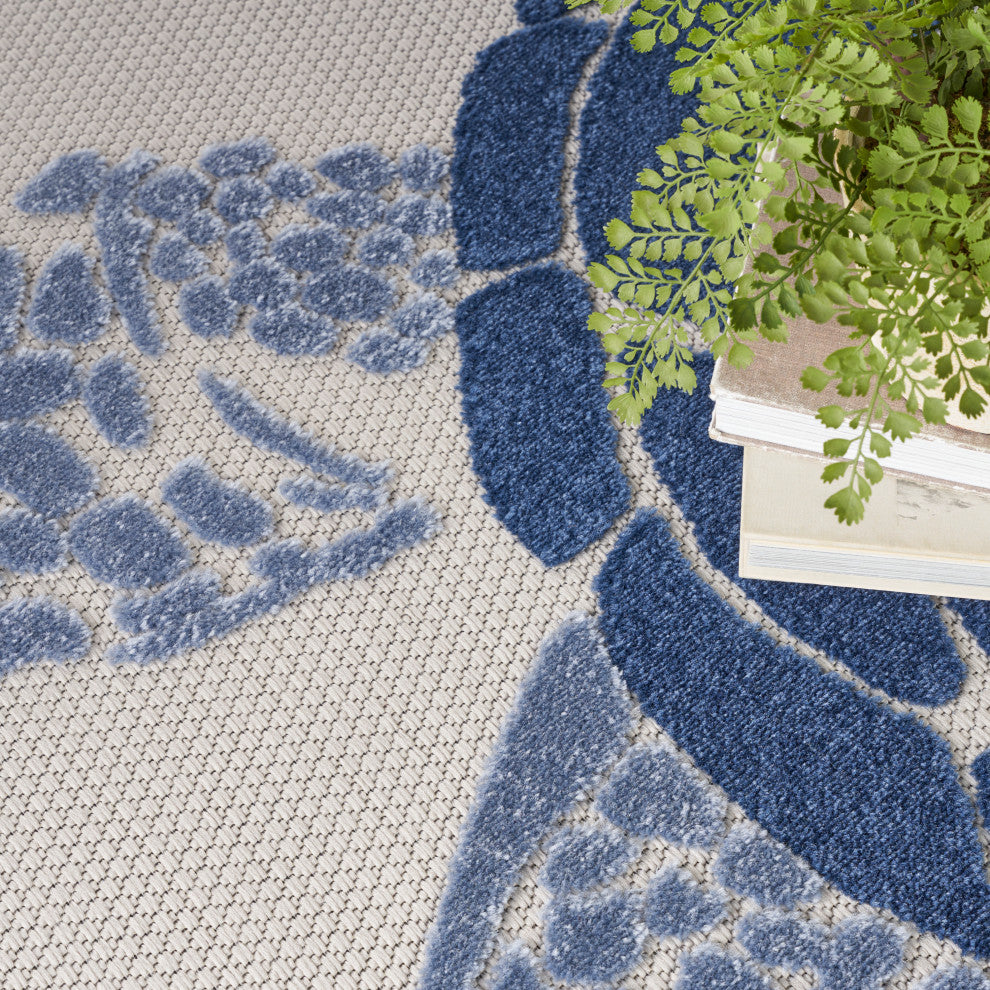 Nourison Aloha 9' x 12' Navy Blue Coastal, Nautical & Beach Area Rug