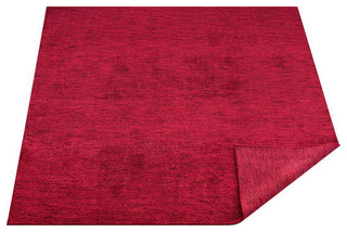 Hand Knotted Loom Silk Area Rug Solid Dark Red